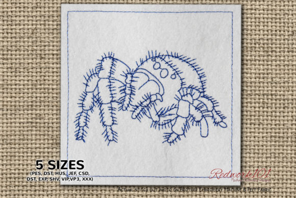 Close Up Jumping Spiders Redwork Embroidery