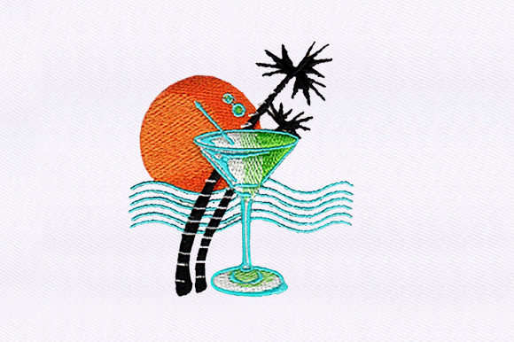 Cocktai by the Beach Design: A Summery Embroidery Delight