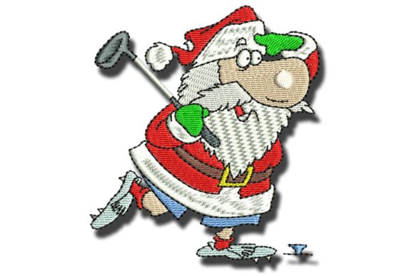 Golfing Santa: A Festive and Fun Embroidery Design