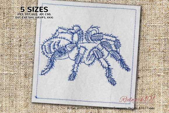 Hairy Tarantula Spider Redwork: A Spooky Season Embroidery