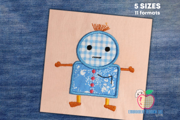 Happy Cartoon Boy Applique: A Charming Addition