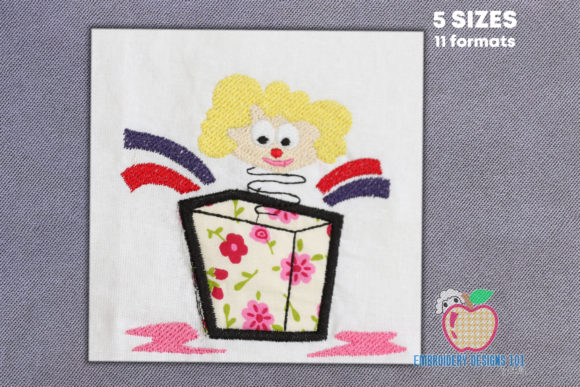 Joker in the Box Toy Applique: A Playful Embroidery Delight