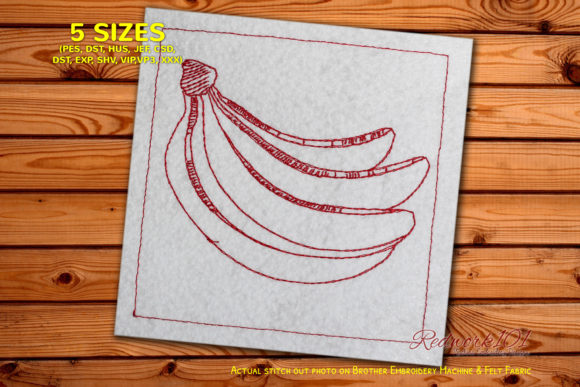 Organic Banana Redwork: A Versatile Embroidery Design