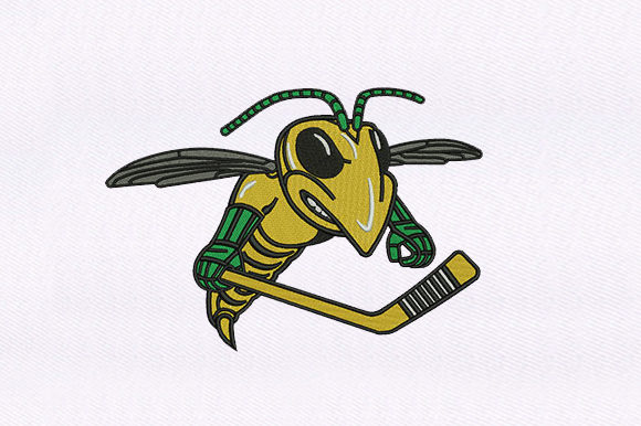 Player Hornet: A Bold and Intricate Embroidery Design