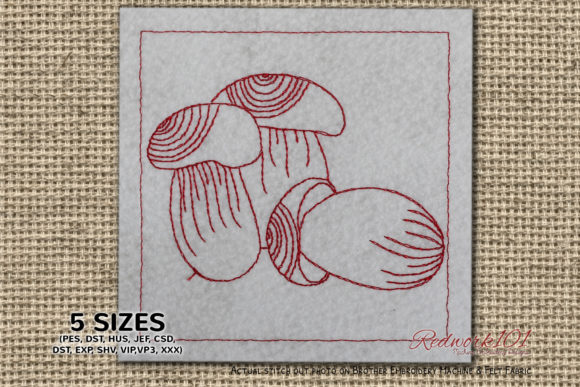 Porcini Mushroom Redwork: A Charming Addition