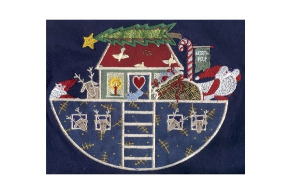 Santa s Ark Applique: A Festive Embroidery Design