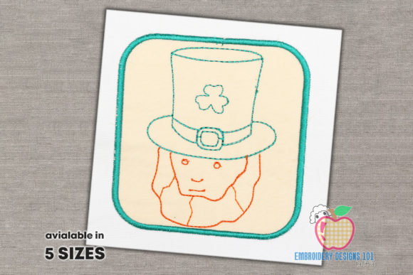 St. Patrick's Day Embroidery: Face of the St.Patricks Inside a Box